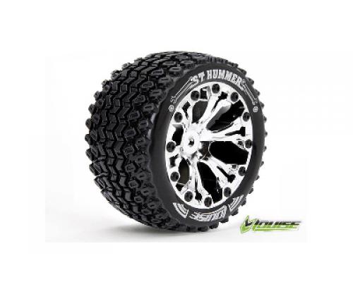 ST-HUMMER - 1-10 Stadium Truck Banden Set - Verlijmd op velg - Soft - 2.8\" Velgen Chroom