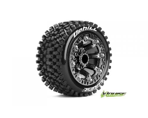 ST-UPHILL - 1-16 Truck Banden Set - Verlijmd op velg - Soft - 2.2\" Velgen Zwart Chroom -