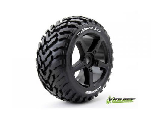 T-APOLLO - 1-8 Truggy Banden Set - Verlijmd op velg - Soft - Spaakvelgen Zwart - 0-Offse