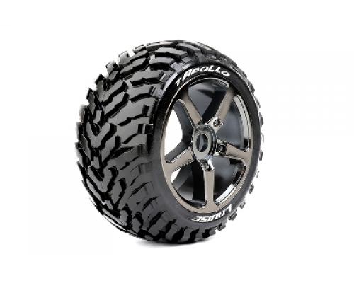 T-APOLLO - 1-8 Truggy Banden Set - Verlijmd op velg - Soft - Spaakvelgen Zwart Chroom -