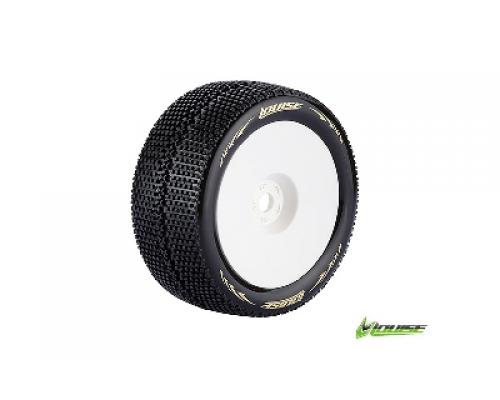 T-TURBO - 1-8 Truggy Banden Set - Verlijmd op velg - Soft - Velgen Wit - 0-Offset - Zesk