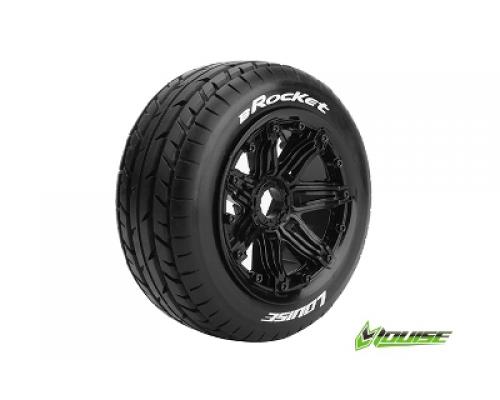 B-ROCKET - 1-5 Buggy Banden - Verlijmd op velg - SPORT - Velgen Zwart 24mm - Hex - Voor -