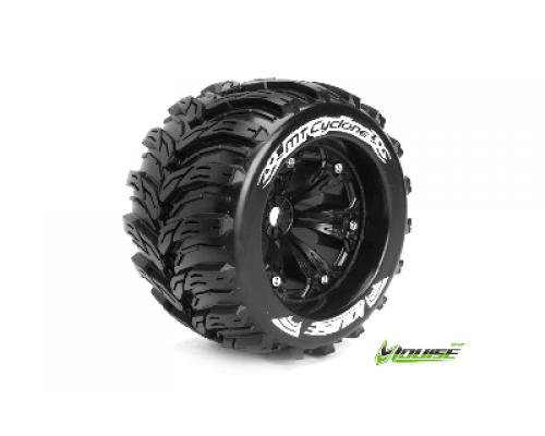 MT-CYCLONE - 1-8 Monster Truck Banden Set - Verlijmd op velg - Medium - 3.8\" Velgen Zwar