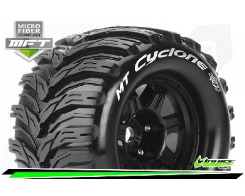 MT-CYCLONE - 1-8 Monster Truck Bandenset - Gemonteerd - Sport - 3.8 Bead Style Velgen Zwart - 0-Offs