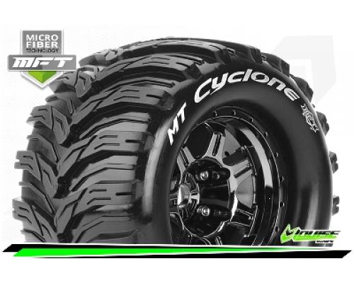 MT-CYCLONE - 1-8 Monster Truck Bandenset - Gemonteerd - Sport - 3.8 Bead Style Velgen Zwart-Chrome -