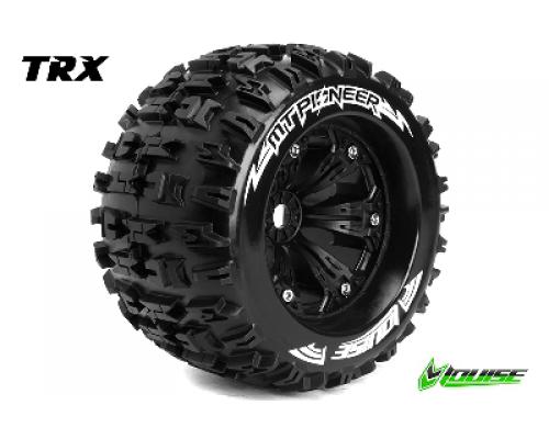 MT-PIONEER - 1-8 Monster Truck Banden Set - Verlijmd op velg - Medium - 3.8\" Velgen Zwart