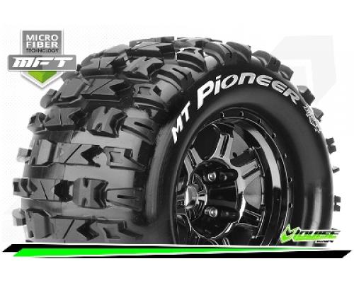 MT-PIONEER - 1-8 Monster Truck Bandenset - Gemonteerd - Sport - 3.8 Bead Style Velgen Zwart-Chrome -