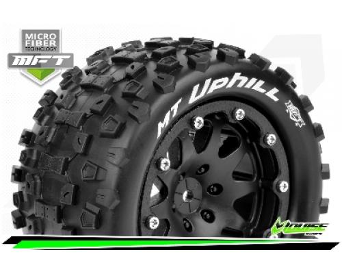 MT-UPHILL - 1-10 Monster Truck Bandenset - Gemonteerd - Sport - 2.8 Bead-Lock Velgen Zwart - 0-Offse