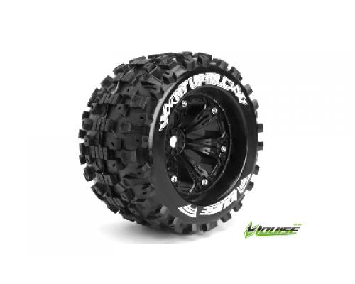 MT-UPHILL - 1-8 Monster Truck Banden Set - Verlijmd op velg - Medium - 3.8\" Velgen Zwart