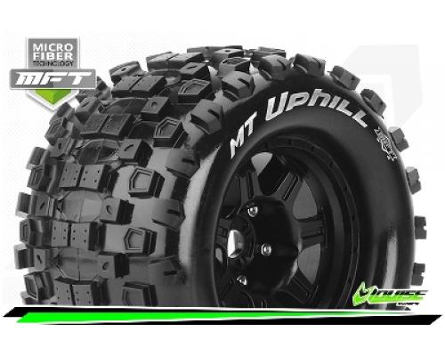 MT-UPHILL - 1-8 Monster Truck Bandenset - Gemonteerd - Sport - 3.8 Bead Style Velgen Zwart - 1/2-Off