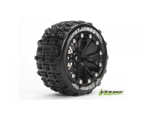 ST-JUMBO - 1-10 Stadium Truck Banden Set - Verlijmd op velg - Soft - 2.8\" Velgen Zwart C