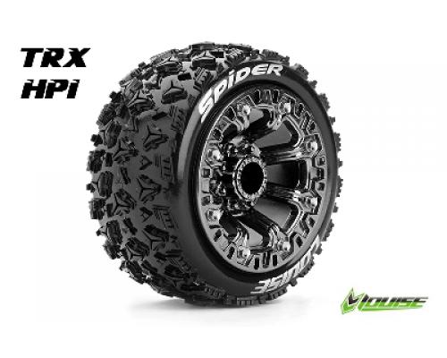 ST-SPIDER - 1-16 Truck Banden Set - Verlijmd op velg - Soft - 2.2\" Velgen Zwart Chroom -