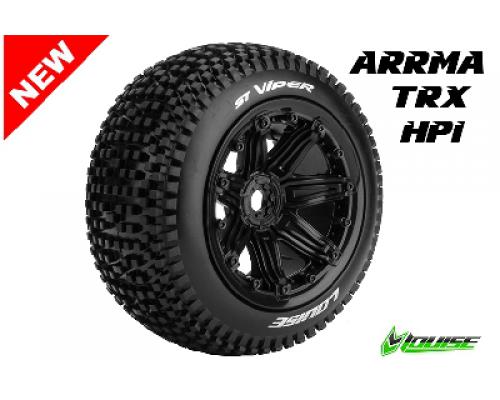 ST-VIPER - 1-8 Stadium Truck Banden Set - Verlijmd op velg - Sport - 3.8\" Beadlock velge