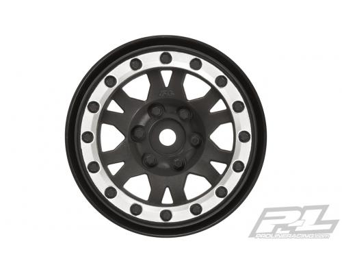 PR2769-13 Impulse 1.9\" Black/Silver Plastic Internal Bead-Loc Wheels for Rock Crawlers Front or Rear