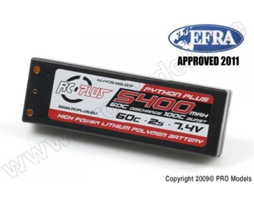 5400mAh 2S 7,4V 60C Hard Case, 4mm Bullet Conn.