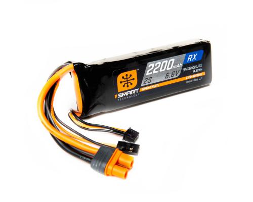 2200mAh 2S 6.6V Smart LiFe Receiver Pack: IC3 & Servo Connector (SPMX22002SLFRX)