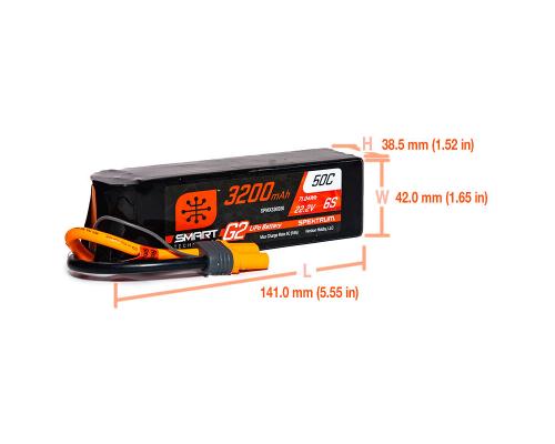 Spektrum 3200mAh 22.2V 6S 50C Smart G2 LiPo Battery: IC5