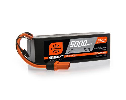 Spektrum 5000mAh 11.1V 3S 100C Smart LiPo, Hardcase, IC5 (SPMX50003S100H5)