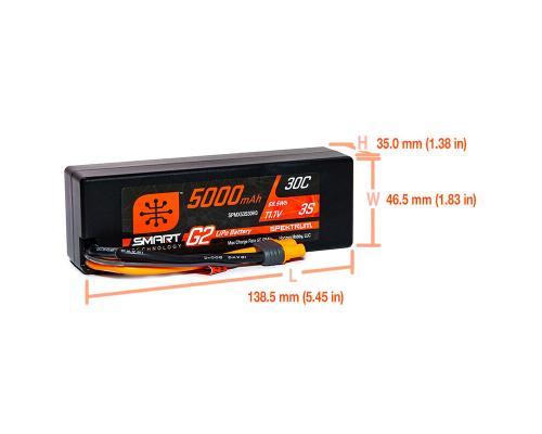 Spektrum 5000mAh 11.1V 3S 30C Smart G2 Hardcase LiPo Battery: IC3