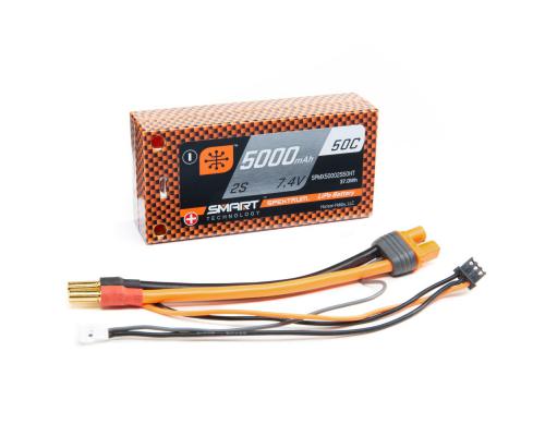 5000mAh 2S 7.4V 50C Smart LiPo Hardcase; 5mm Tubes (SPMX50002S50HT)