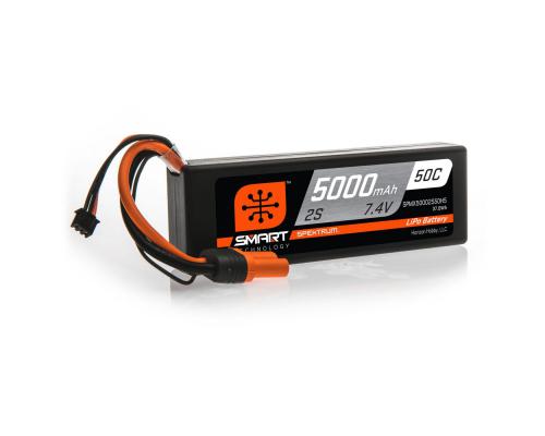 5000mAh 7.4V 2S 50C Smart LiPo Hardcase, IC5 (SPMX50002S50H5)