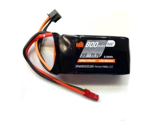 800mAh 3S 11.1V 50C LiPo, 18AWG JST SPMX8003SJ50