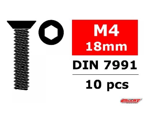 C-3002-40-18 Team Corally - Staal schroeven M4 x 18mm - Verzonkenkop binnenzeskant - 10 st