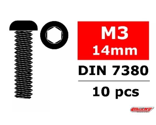 C-3003-30-14 Staal schroeven M3 x 14mm - Laagbolkop binnenzeskant - 10 st