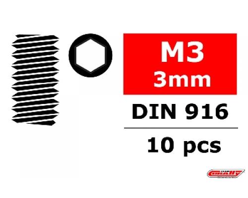 C-3004-30-03 Staal stelschroeven M3 x 3mm - Binnenzeskant - 10 st