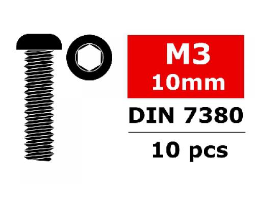 C-3003-30-10 Staal schroeven M3 x 10mm - Laagbolkop binnenzeskant - 10 st