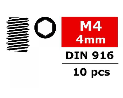 C-30160 Team Corally - Staal stelschroeven M4 x 4mm - Binnenzeskant - 10 st