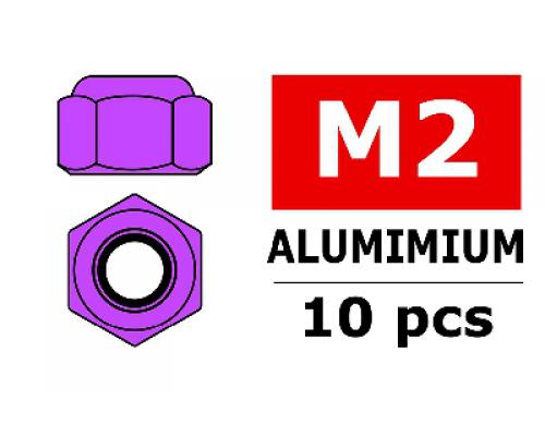 Aluminium zelfborgende zeskantmoer - M2 - Kleur naar keuze - 10 st