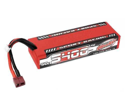 5400mAh - 7.4V - Stick 2S - Sport Racing 50C LiPo Battery - Hard Wire - T-Plug