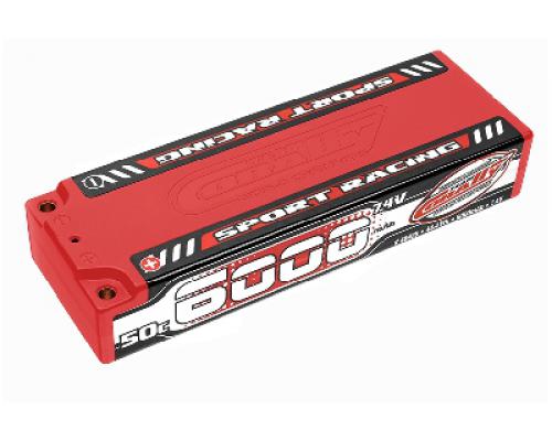 6000mAh - 7.4V - Stick 2S - Sport Racing 50C LiPo Battery - 4mm Bullit