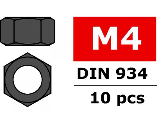 Staal zeskantmoer M4 - Zwart - 10 st