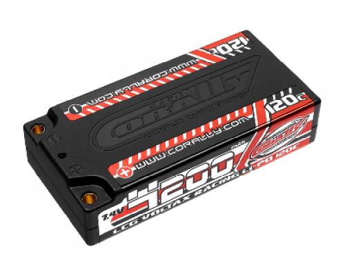 4200mAh - 7.4V - LCG Shorty 2S - Voltax 120C LiPo Battery - 4mm Bullit met Deans Adapter