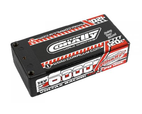 6000 mAh - 7.6V - Shorty 2S - Voltax 120C LiPo HV Battery - 4mm Bullit met Deans Adap