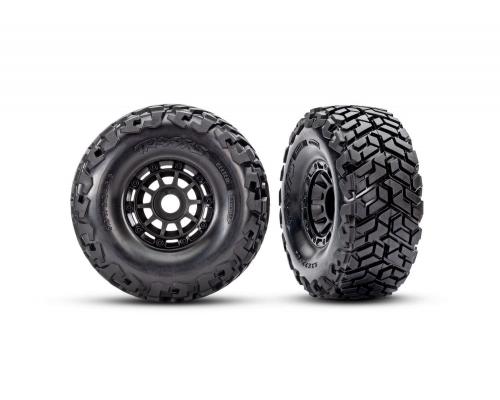 Tires & wheels, assembled, glued, left (1), right (1) (black wheels, Maxx Slash