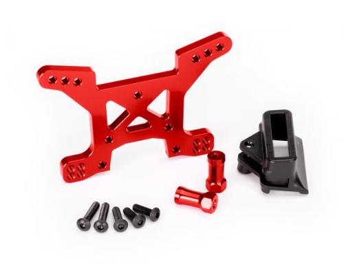 Traxxas TRX6739R Schokbreker toren, front, 7075-T6 aluminium (rood-geanodiseerd) (1) / body-mount br