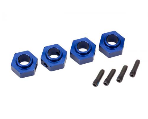 Traxxas TRX8269X Wielnaven, 12 mm zeskant, 6061-T6 aluminium (blauw geanodiseerd) (4) / schroefpen (
