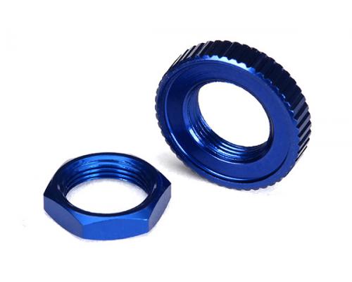 Traxxas TRX8345 Servo saver moeren, aluminium, blauw-geanodiseerd (hex (1), gekarteld (1))