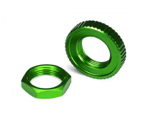 Traxxas TRX8345G Servo saver moeren, aluminium, groen-geanodiseerd (hex (1), gekarteld (1))