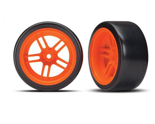 Traxxas TRX8377A Drift Banden op Velgen gelijmd Split-Spoke Velgen oranje achter