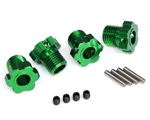 Traxxas TRX8654G Wielnaven, spievertanding, 17 mm (groen geanodiseerd) (4) / 4x5 GS (4), 3x14 mm pen