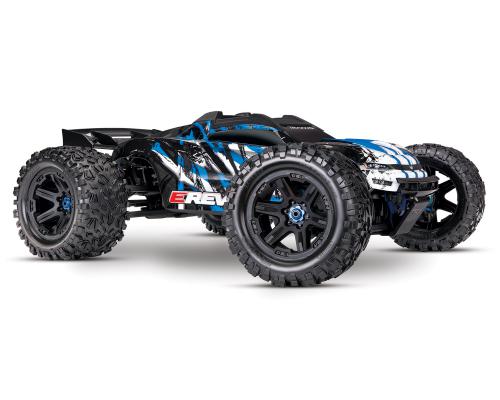 Traxxas E-Revo 2 VXL Brushless 1/8 Elektrische Monster Truck BLUE met 2.4GHz en TSM TRX86086-4BLU