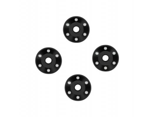 Traxxas TRX10257-BLK Wheel washers, machined aluminum, black (4)