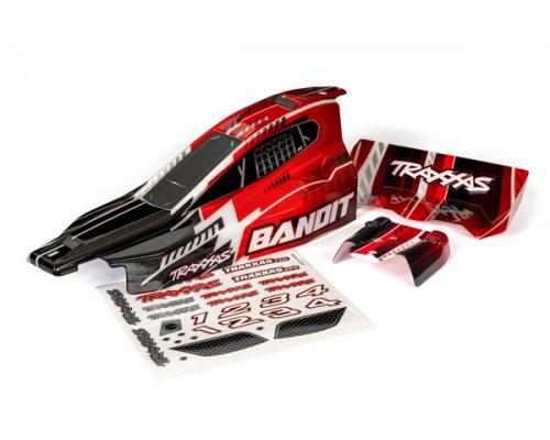 Traxxas TRX2450 Body, Bandit (past ook op Bandit VXL), zwart en rood/vleugel (geverfd, emblemen aang