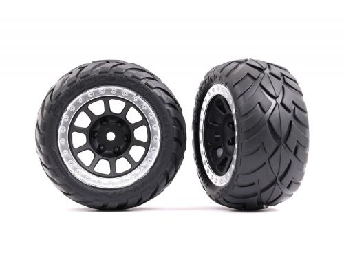 Traxxas TRX2478G Banden en wielen, gemonteerd (2,2\" grafietgrijs, satijnchroom beadlock-wielen, Anac