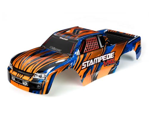 Traxxas TRX3620T Body, Stampede VXL, oranje en blauw (geverfd, emblemen aangebracht)