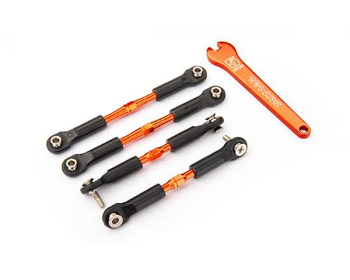 Traxxas TRX3741T Spanschroeven, aluminium (oranje-geanodiseerd), camber links, voor, 39 mm (2), acht